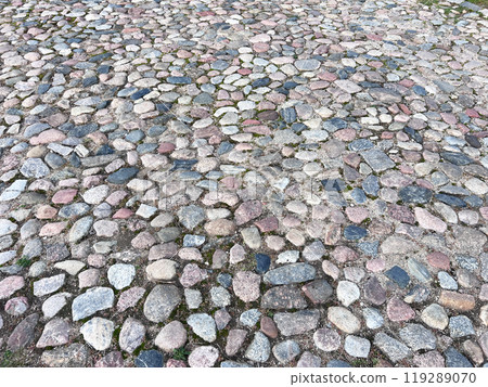 Byzantine road paved with stone inside Byzantine road paved with stone inside 119289070