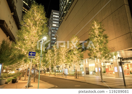 Winter illuminations at Symphony Toyota Building in Nagoya 119289081