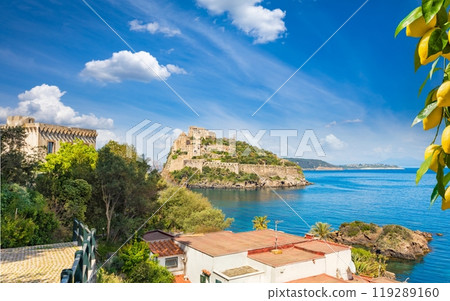 Aragonese Castle or Castello Aragonese located near Ischia Island, Italy. 119289160