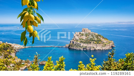 Aragonese Castle or Castello Aragonese located near Ischia Island, Italy. 119289161