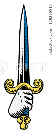 Sword Medieval Weapon Vintage Woodcut Tattoo Style Sword Medieval Weapon Vintage Woodcut Tattoo Style 119289516