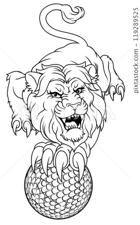 Lion Golf Animal Sports Team Mascot 119289525