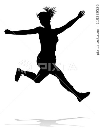 Happy Woman Jumping For Joy Silhouette Person 119289526