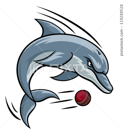Dolphin Animal Cricket Ball Sports Team Mascot Dolphin Animal Cricket Ball Sports Team Mascot 119289528