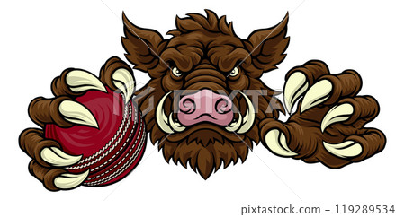 Boar Wild Hog Razorback Warthog Pig Cricket Mascot Boar Wild Hog Razorback Warthog Pig Cricket Mascot 119289534