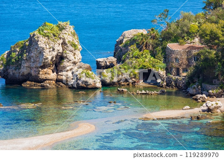 Beautiful Isola Bella, small island near Taormina, Sicily, Italy Beautiful Isola Bella, small island near Taormina, Sicily, Italy 119289970