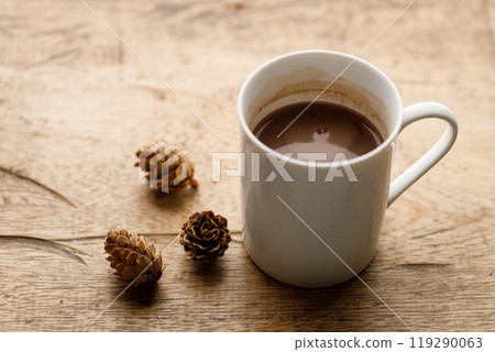 Cup of hot chocolate in white cereamic cup Cup of hot chocolate in white cereamic cup 119290063