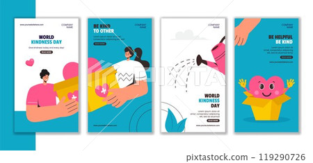 Flat Cartoon Style Template for World Kindness Day Social Media Stories 119290726