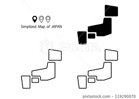 Simplified map of Japan 119290870