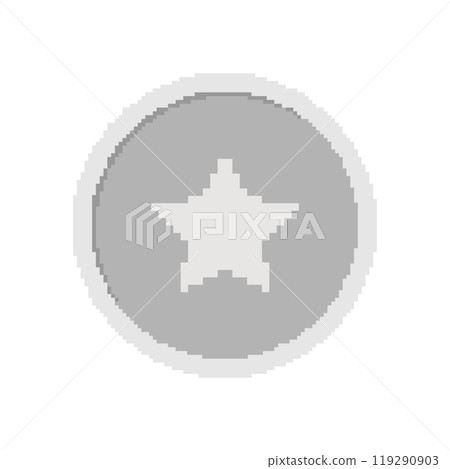 Pixel Art Silver Coin Icon with Star. Retro Gaming Vector Currency. Isolated Vector Illustration Pixel Art Silver Coin Icon with Star. Retro Gaming Vector Currency. Isolated Vector Illustration 119290903