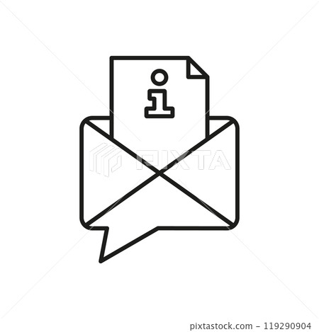 Email with Information Document Line Icon for Support and Communication. Email and Info Document Sign, Online Support Service Outline Symbol. Editable Stroke. Isolated Vector Illustration Email with Information Document Line Icon for Support and Communication. Email and Info Document Sign, Online Support Service Outline Symbol. Editable Stroke. Isolated Vector Illustration 119290904