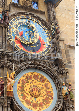 Prague astronomical clock or Prague Orloj is a medieval astronomical clock attached to the Old Town Hall in Prague, Czech Republic 119290932