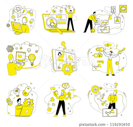 Structured thinking vector illustration. Success blossoms where creativity and structured thinking concept converge In garden thoughts, seeds structured thinking grow into solutions 119291650