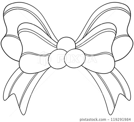 Christmas Bow Line Coloring Page 119291984