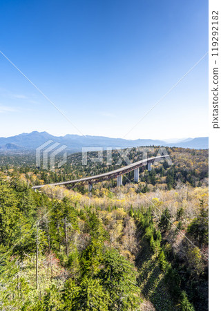 Mikuni Pass on a clear autumn day, Matsumi Bridge, National Route 273, Kamishihoro Town, Hokkaido 119292182