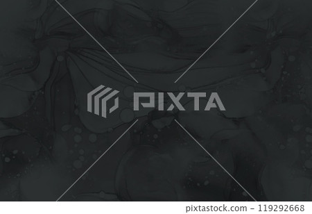 深黑色和灰色暗色調的神秘恐怖風格酒精水墨藝術抽象背景 119292668