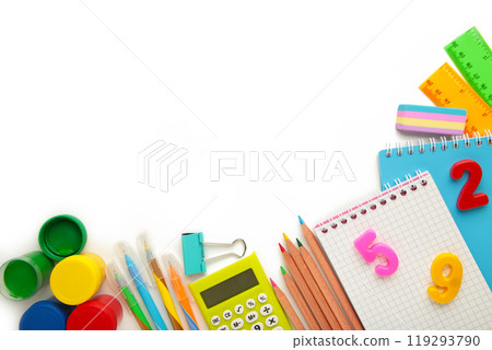 School supplies isolated on white background. Back to school concept. 119293790