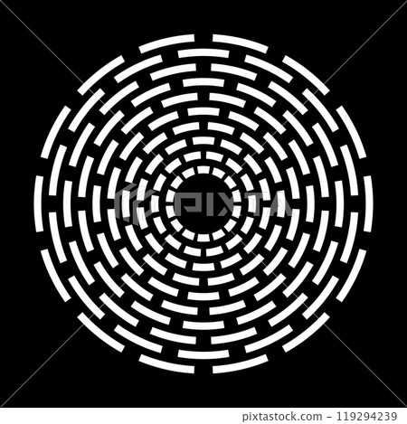 Radial Circular White Pattern on Black Background.  Circle Design Element. 119294239