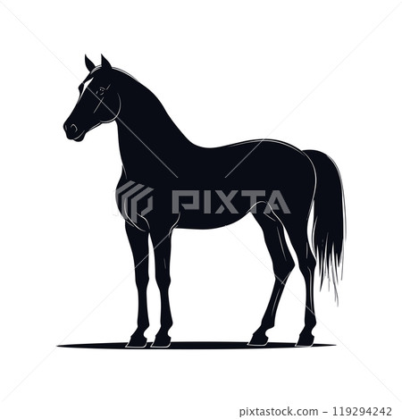 black silhouette of elegant horse isolated vector illustration 119294242