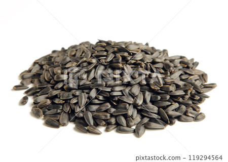 Sunflower seeds isolated on a white background Sunflower seeds isolated on a white background 119294564