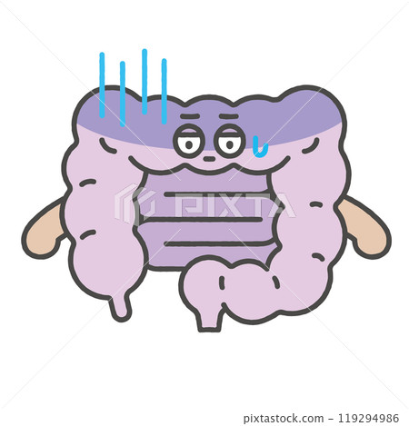 腸道人物插圖（疾病/不健康） 119294986