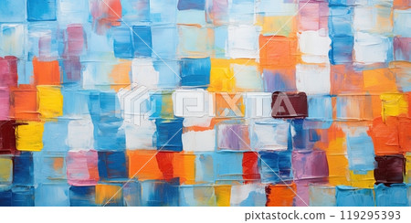 Abstract colorful oil painting with brushstrokes, pallet knife technique on canvas. Generative Ai 119295393