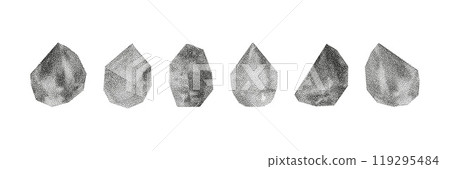 Cube, cylinder, triangle, rhombus with grainy dot texture. Cube, cylinder, triangle, rhombus with grainy dot texture. 119295484