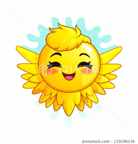 Angel emoticon icon. Emoji summer sticker. On white background. Ai Generative 119296236