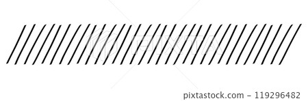 Slash line doodle border, diagonal lines. Divider strip Tilt strip geometric abstract border. Diagonal grid. Geometric dashed tape 119296482