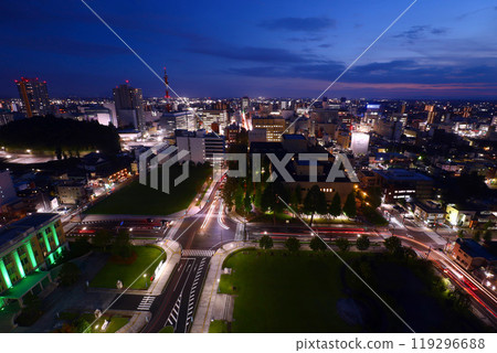 Utsunomiya City Night view from Tochigi Prefectural Office (towards Utsunomiya City Hall and Tobu Utsunomiya Station) 119296688
