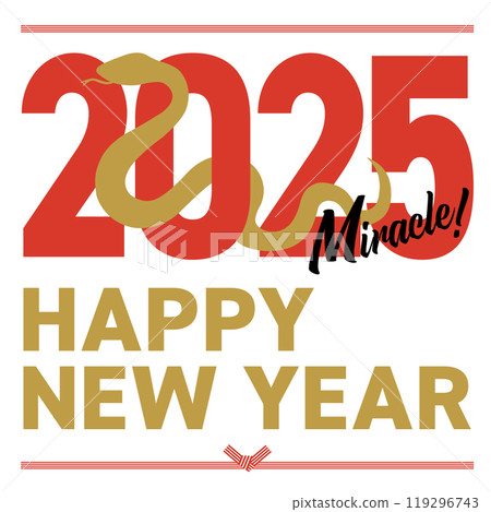 New Year's card with silhouette of snake and happy new year for 2025_square New Year's card with silhouette of snake and happy new year for 2025_square 119296743