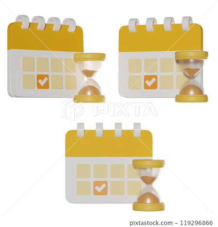 Hourglass with calendar icon 3D grpahic 119296866