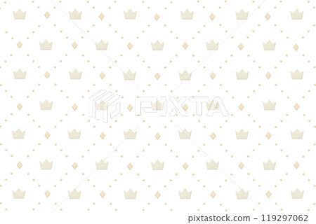 A pattern background of a crown with diamond decoration between dotted lines of diamonds on a wood grain pattern A pattern background of a crown with diamond decoration between dotted lines of diamonds on a wood grain pattern 119297062