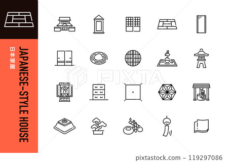 Simple line icon of Japanese house 119297086