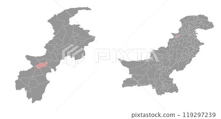 Hangu district map, administrative division of Pakistan. Vector illustration. Hangu district map, administrative division of Pakistan. Vector illustration. 119297239