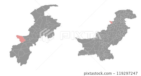 Kurram district map, administrative division of Pakistan. Vector illustration. Kurram district map, administrative division of Pakistan. Vector illustration. 119297247
