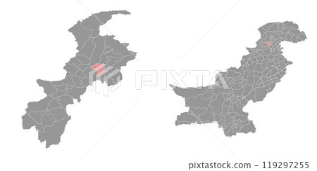 Buner district map, administrative division of Pakistan. Vector illustration. 119297255