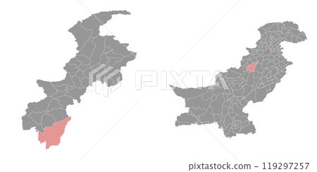 Dera Ismail Khan district map, administrative division of Pakistan. Vector illustration. 119297257