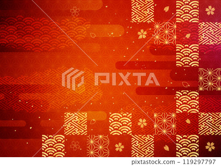 金葉格子日本圖案背景 119297797