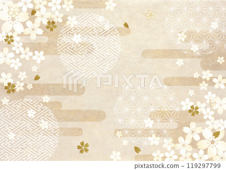 Cherry blossom and Japanese paper background Cherry blossom and Japanese paper background 119297799