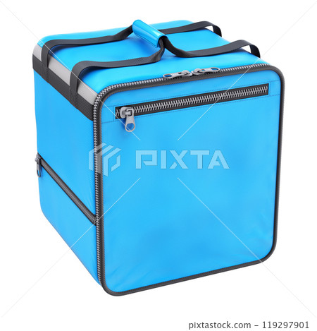 Food delivery courier bag mockup isolated on white background - 3D illustration 119297901