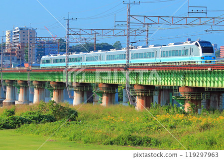E653 series 1000 crossing the Tama River on a clear autumn day E653 series 1000 crossing the Tama River on a clear autumn day 119297963