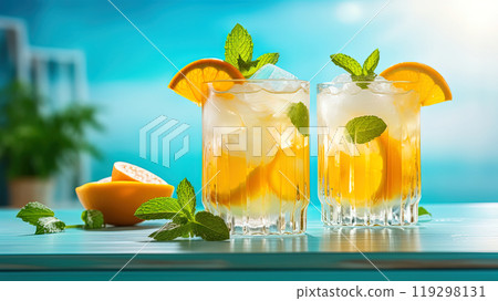 Refreshing Orange Ice Drink Perfect for Summer Days 119298131
