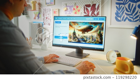 AI image generator generates detailed photo of steampunk airship on PC AI image generator generates detailed photo of steampunk airship on PC 119298220