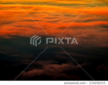 A Red Stormy Sky With Thunder and Dark Clouds A Red Stormy Sky With Thunder and Dark Clouds 119298333