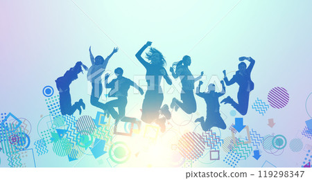 Jumping people of all ages and nationalities - Horizontal visuals for banners and advertisements Jumping people of all ages and nationalities - Horizontal visuals for banners and advertisements 119298347