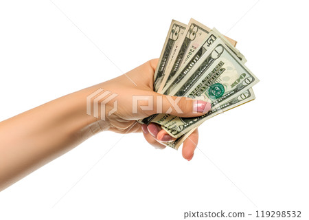 A hand holding US dollar bills 119298532