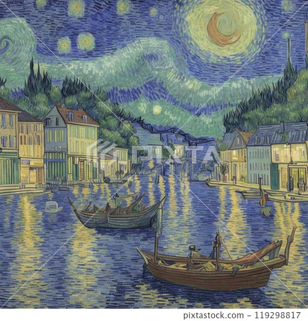 Van Gogh-inspired AI-art piece. Abstraction. Impressionism. Background 119298817