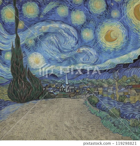 Van Gogh-inspired AI-art piece. Abstraction. Impressionism. Background 119298821