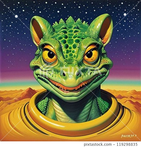 Fantastic lizard from Mars. Hypnotic reptile... - Stock Illustration ...